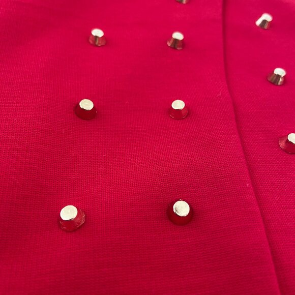 Red Pencil Mini Skirt with Gold Studs - Picture 2 of 5